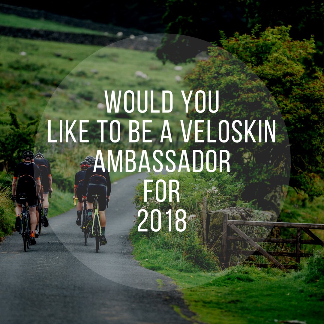We are looking for brand ambassadors for 2018. If this is something that interests you, and you believe you can help the carry and grow the Veloskin brand with us; email us or contact us directly via message. #myveloskin