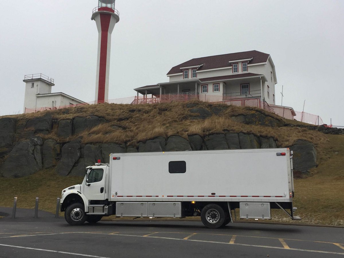 Command Center Update: Santa has given us an early present this year! Hot off the assembly floor and ready to roll. Stopped by for a quick picture at the Cape Forchu Lightstation in Yarmouth, NS before heading to the ferry for home.