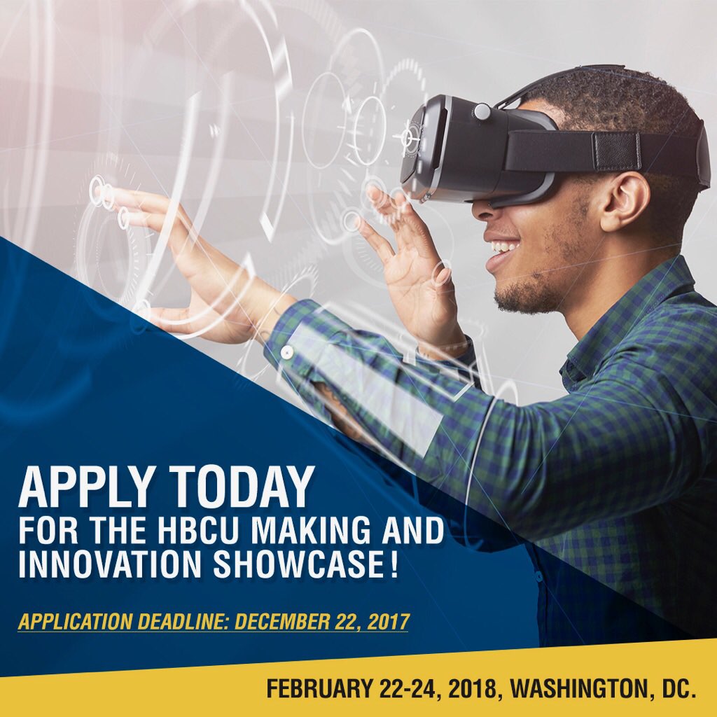 The HBCU Making &amp; Innovation Showcase is designed to unveil the innovation of the HBCU talent pipeline. Student teams will compete in a national competition  focused on the UN’s Sustainable Dev. Goals. DEADLINE: Dec.22, 2017. More info: bit.ly/2AugiMF <a href="/NSF/">U.S. National Science Foundation</a> <a href="/aaas/">AAAS</a>