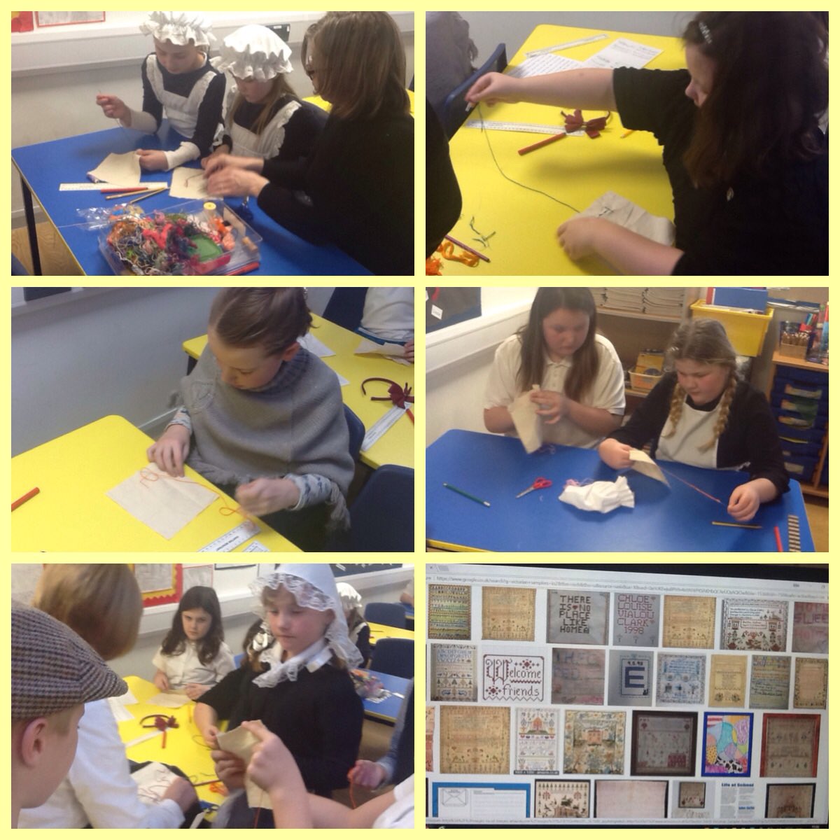 ClassMrsIrvine's tweet photo. #MOLDIV  The Ladies enjoying some Victorian  needlework https://t.co/m8tWvtW5I0