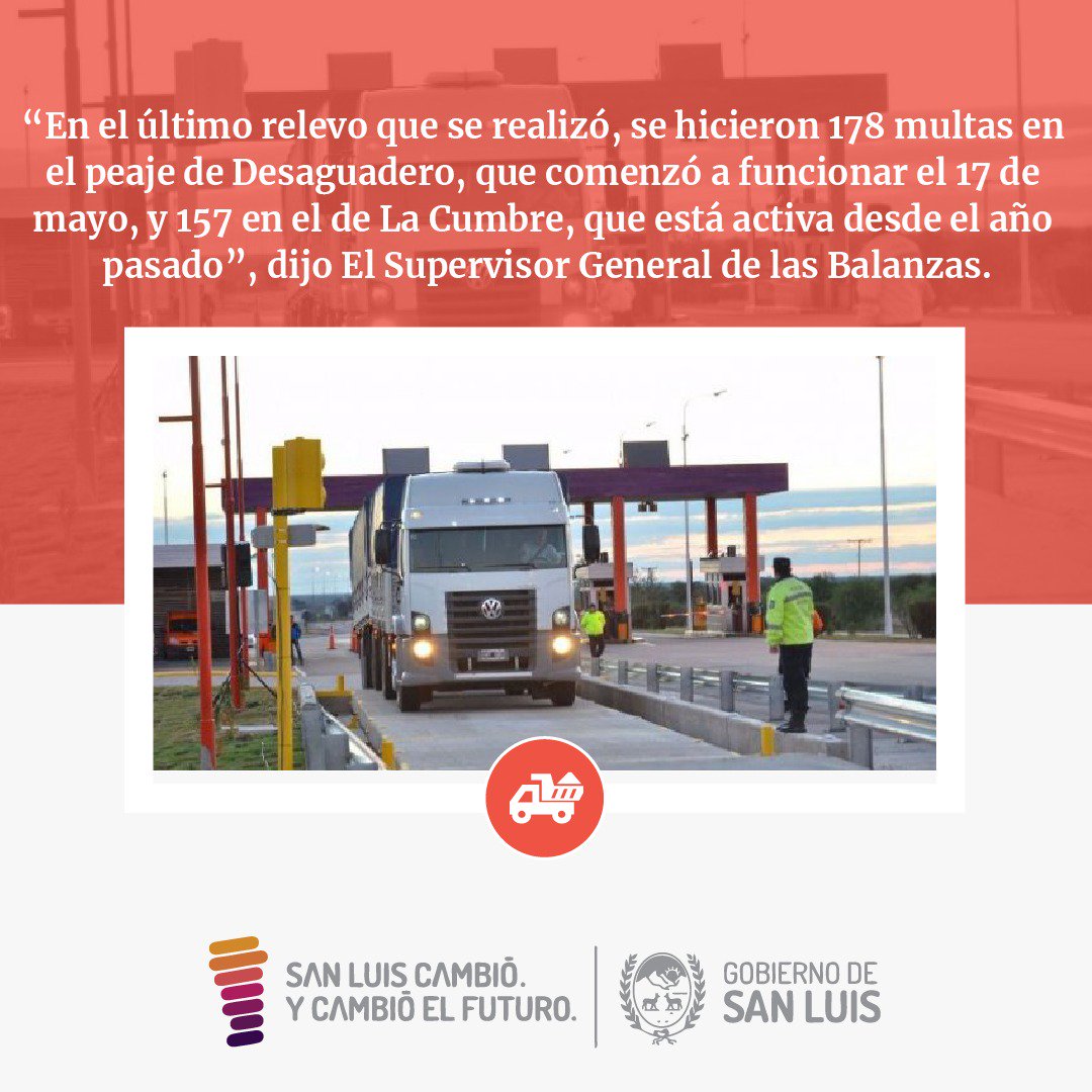 sanluisgob's tweet photo. #ENTECONTROLDERUTA
YA SE LABRARON 2.835 MULTAS POR EXCESO DE PESO.-
Los controles se realizaron en los peajes de La Cumbre y Desaguadero. En un mes y medio funcionará la balanza por eje en Justo Daract.- https://t.co/fyEiOWALrN https://t.co/fEhQTXijNy