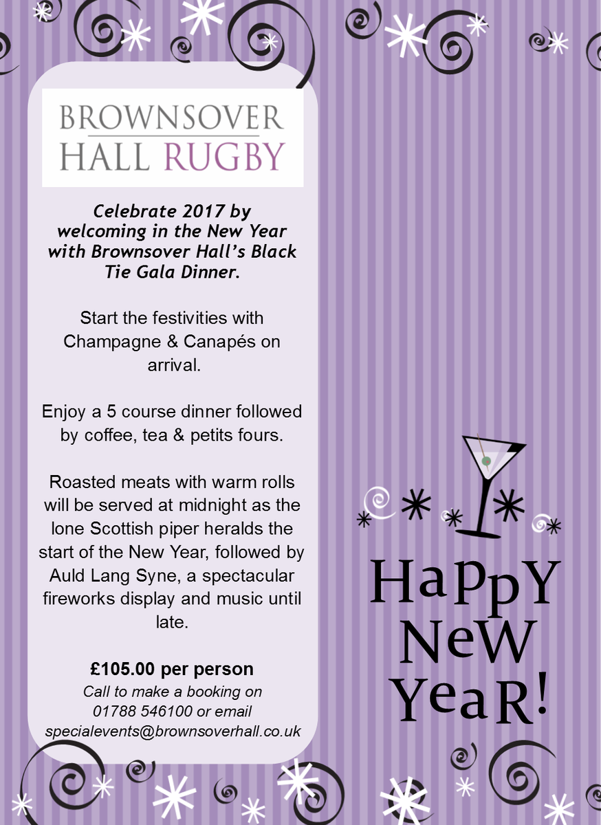 Celebrate the New Year <a href="/BrownsoverHall/">BrownsoverHallHotel</a> !
#NewYearsEve #blacktiegaladinner #warwikshire #rugby
