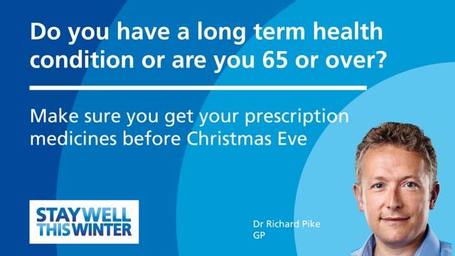 HPFT_NHS's tweet photo. Are you prepared? #Winter is here and #Christmas is on its way, so don't get caught out, make sure you've ordered your repeat #prescriptions to last you over the festive period. #staywellthiswinter #WinterReady #Herts https://t.co/8htz54WtAJ
