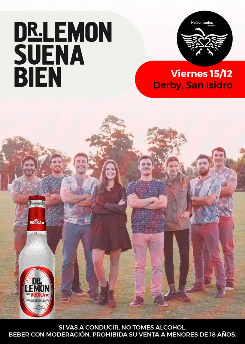 Este viernes 15/12 estaremos junto a <a href="/Halconizados/">Halconizados de Amor</a> en Derby, San Isidro, disfrutando de la mejor música. 🎶🙌#DrLemonSuenaBien