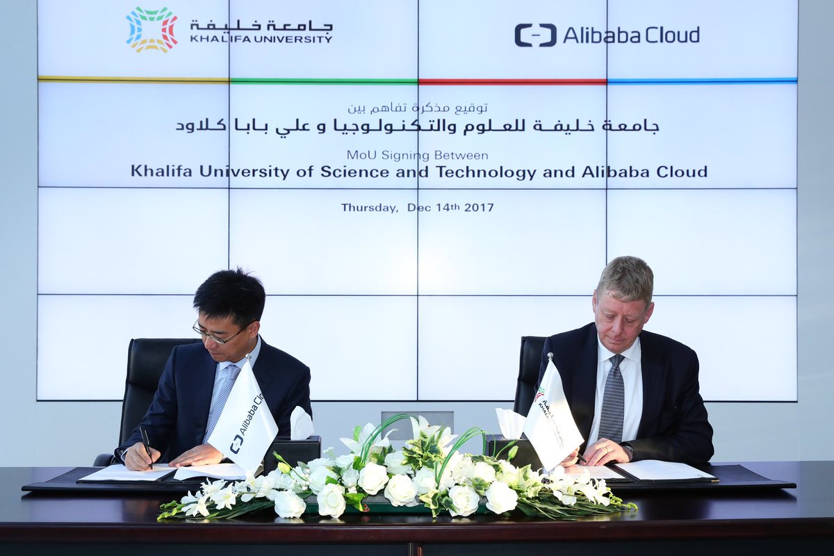 KhalifaUni's tweet photo. #KhalifaUniofScienceandTech today signed an MoU with Alibaba Cloud to boost the university’s capabilities in the data-intensive research areas of robotics, big data, quantum computing and the internet of things https://t.co/r5iu4d3x0M
