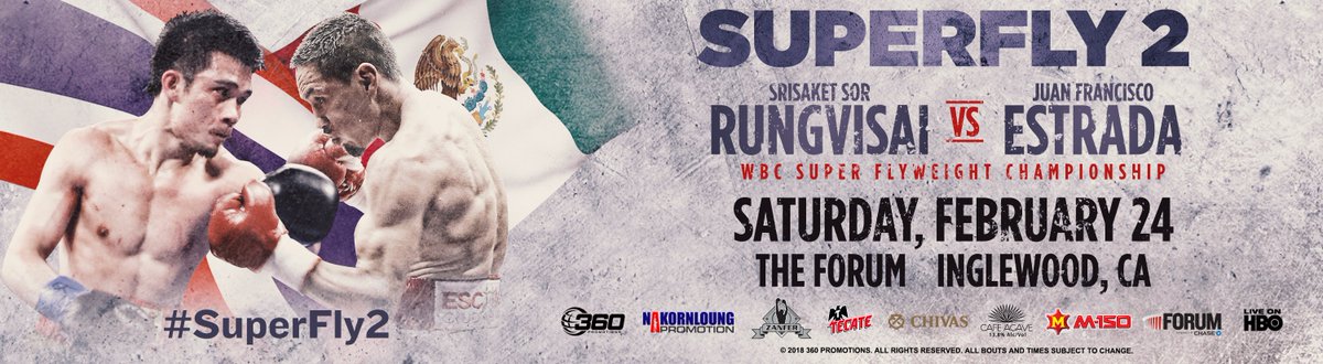 BernieBahrmasel's tweet photo. Tickets Moving Fast For #SUPERFLY2, #RungvisaiEstrada #CuadrasArroyo Plus One More Outstanding @HBO Televised Fight to be Announced Shortly, #BestFightBest , Purchase Here for Saturday, Feb. 24 at The Fabulous Forum >>https://t.co/eUIVgdVmB4 https://t.co/YikrUfgDoc