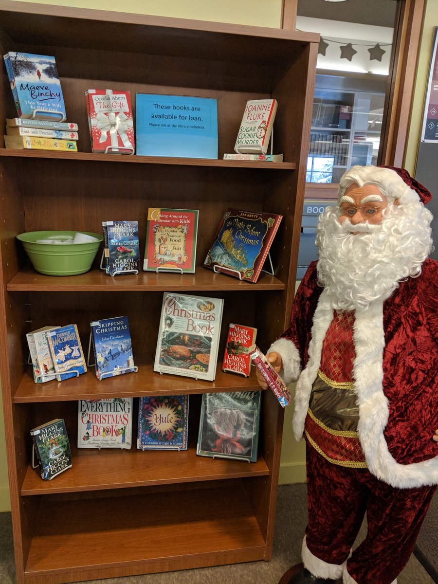 CambrianLibrary's tweet photo. Santa has taken a break from his workshop at the North Pole to visit us @CambrianLibrary today! He's already given us his holiday reading picks, come check them out! #librarianforaday https://t.co/DUxD8HvvbB