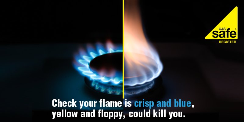 GasSafeRegister's tweet photo. Remember to make sure your flames stay blue! If you have any concerns you can refer to our website for advice, and remember to call the emergency gas line (0800 111 999) should you smell gas. https://t.co/BjEWXELdr2 https://t.co/pTsAr8zTHH