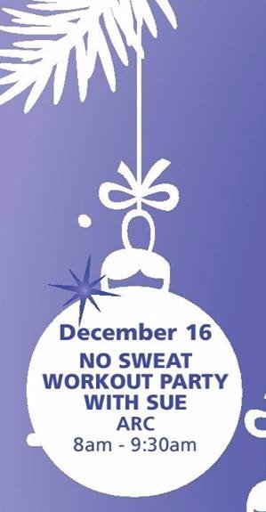 Join in on the No Sweat Workout Party with Sue this Saturday from 8:00 - 9:30 a.m. at ARC! https://t.co/jXyh9vyjHd