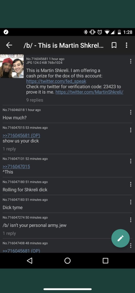After a back and forth with me he posted this message on 4chan putting a bounty on my head in the hacker community to doxx this account.