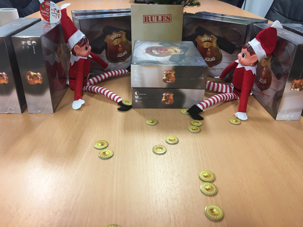 DirtySquad_'s tweet photo. The #elves thought that they could get a quick game of @officialdirtysquad_  in before packing #christmas #pressents! Will you be lucky enough to receive one?! #tabletopgames https://t.co/QPqeYR5Zhj