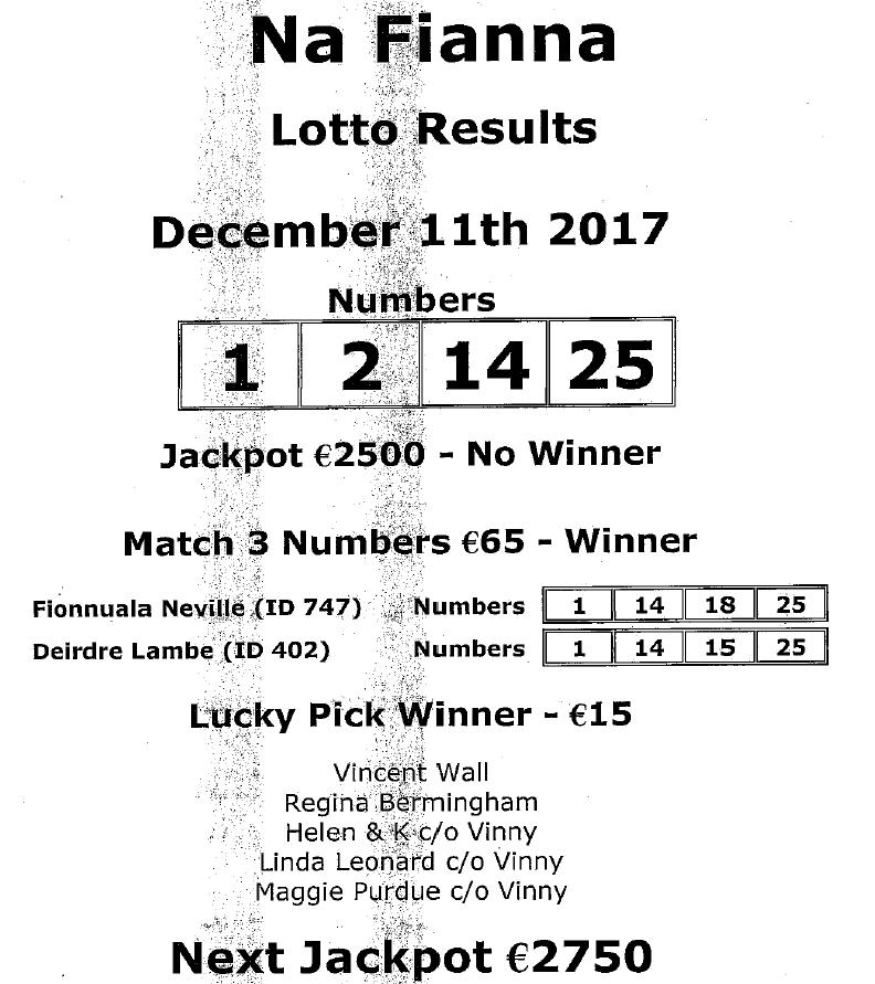 lotto result december 18 2017