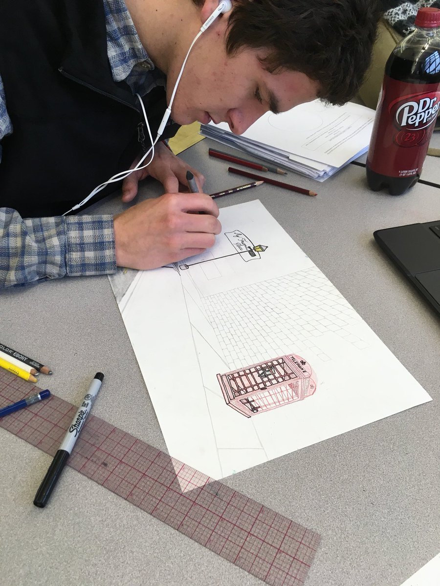 RoccosArtRoom's tweet image. #finalprojects in 2 point perspective. #afftonart