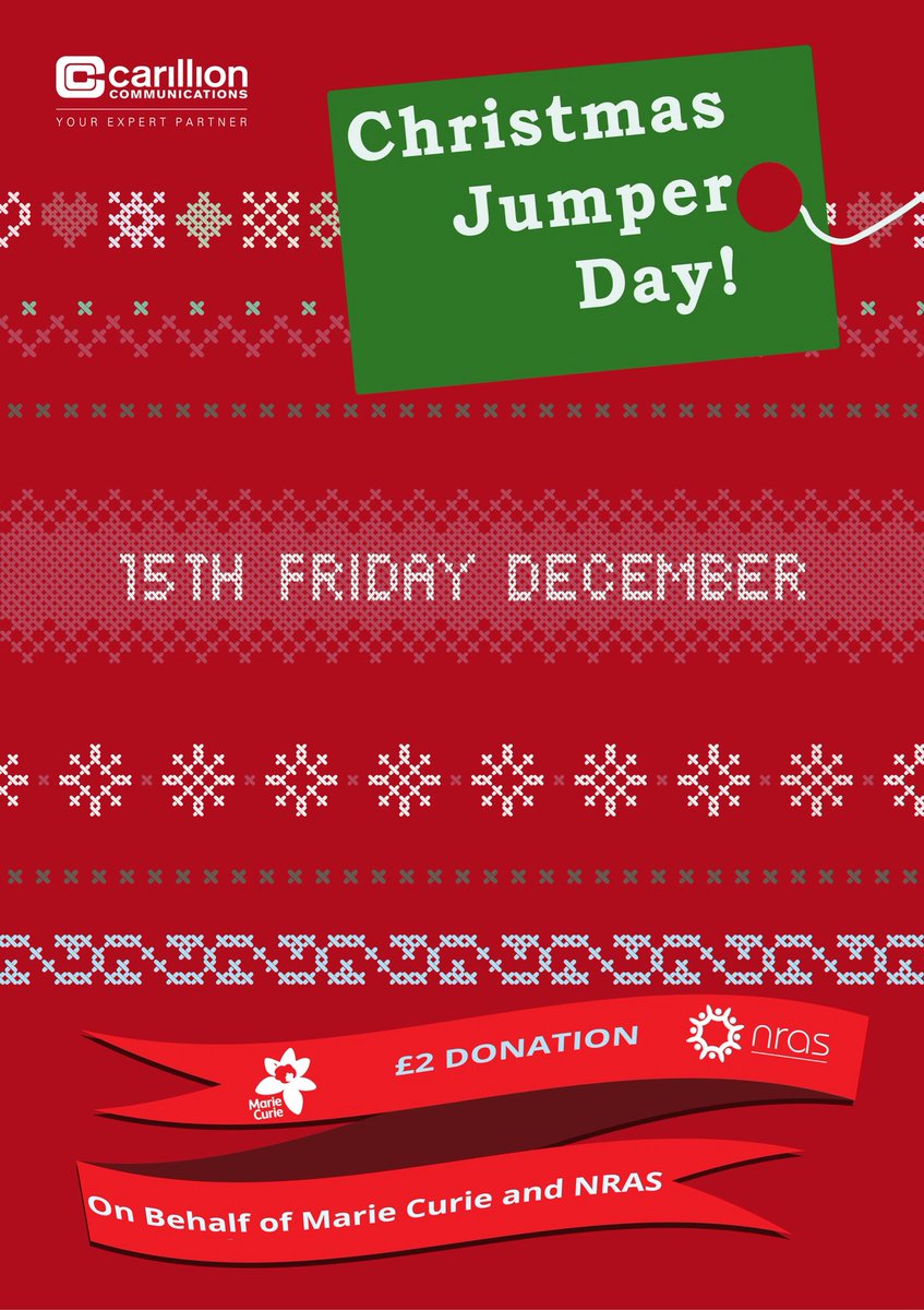 CarillionComms's tweet photo. Tomorrow is the day in Maidenhead #ChristmasJumperDay #charity #christmastime #Christmas2017 #christmastime #charitynews @MaidenheadAds @EnjoyMaidenhead @NRAS_UK @mariecurieuk https://t.co/qoc7k6sfjl