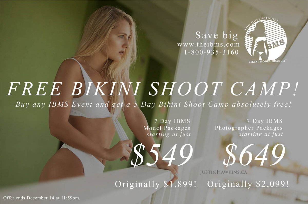 theibms's tweet photo. Book any event and receive any 5 Day Bikini Shoot Camp ABSOLUTELY FREE! 17 intl. and national photo shoot destinations to choose from!
IBMS Packages starting at just $549!
Only at https://t.co/X3UtRErm8P  or by calling 1-800-935-3160!
Get connected. Get discovered. Get published. https://t.co/3bCNXUkqtG