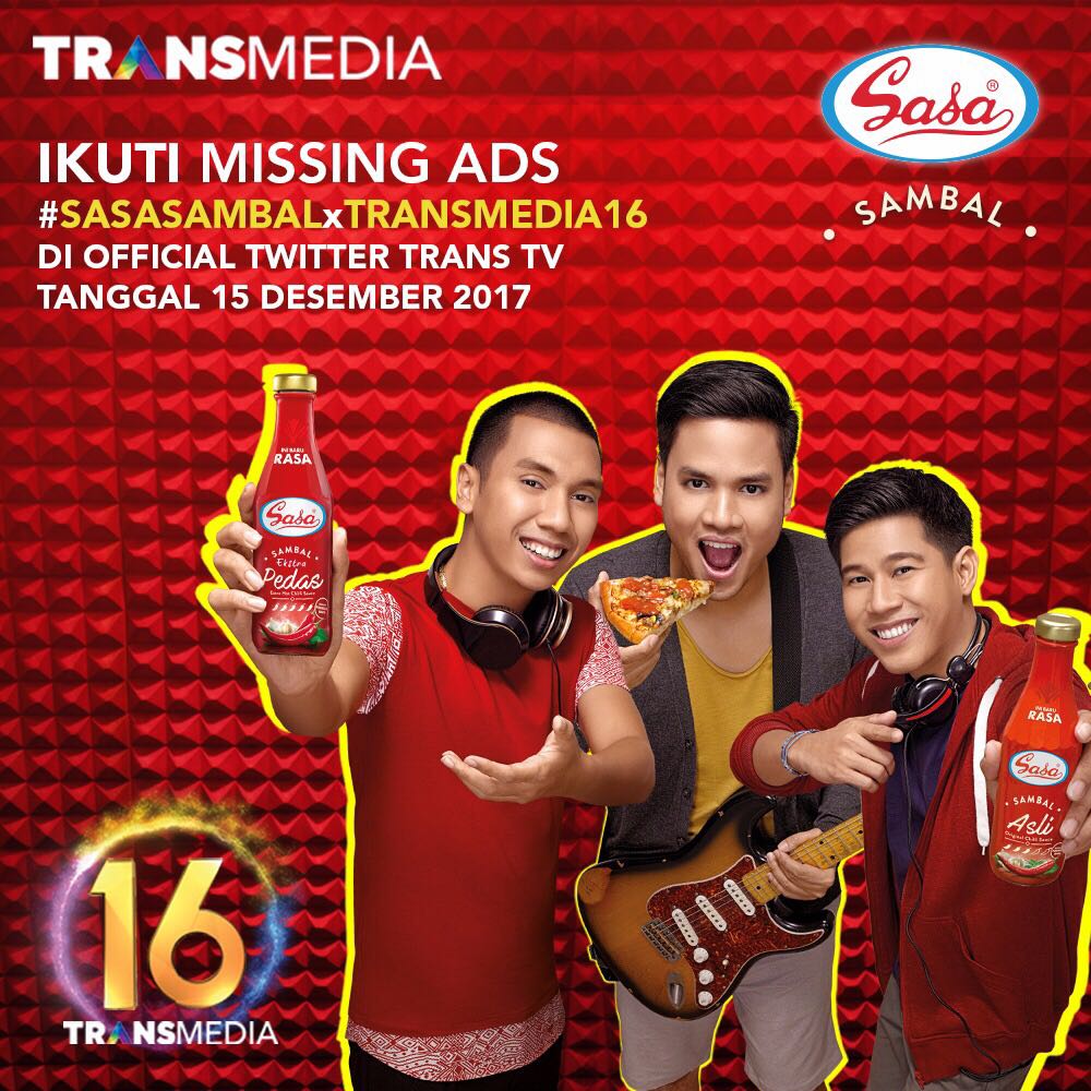 TRANSTV_CORP's tweet photo. Saatnya #MISSINGADS! Jawab pertanyaan berikut dgn reply tweet kita &amp; dapatkan uang senilai JUTAAN RUPIAH buat kamu yg beruntung! Apa judul lagu pertama yg akan dibawakan @RANforyourlife di HUT Transmedia malam nanti?
#SASASAMBALxTRANSMEDIA16 https://t.co/vPSHZA8TzB