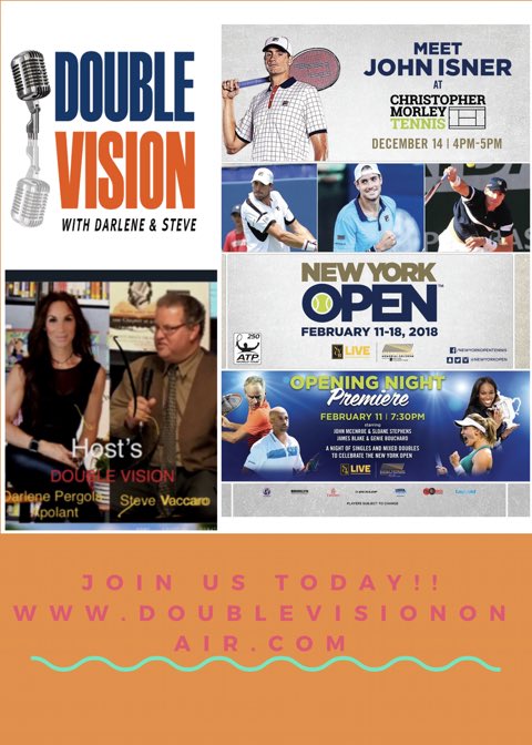 DoubleVisionOA1's tweet photo. Host @babydoll2992 will be filming @DoubleVisionOA today @Christopher Morley Tennis Meet @JohnIsner Event!! meet John Isner and hear all about the upcoming  #NewYorkOpen in February @nassaucoliseum_ Nassau Coliseum!! #Usta  #Community #Nyopen https://t.co/tDiXu70nVg