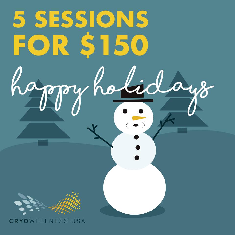 Cryowellnessusa's tweet photo. Happy Holidays from all of us at CryoWellness USA! It's the best time of the year, so why not treat yourself or someone else to Cryotherapy with this great deal! Call 248-615-0080 now and make your appointment today! https://t.co/H7ivcpUQRs