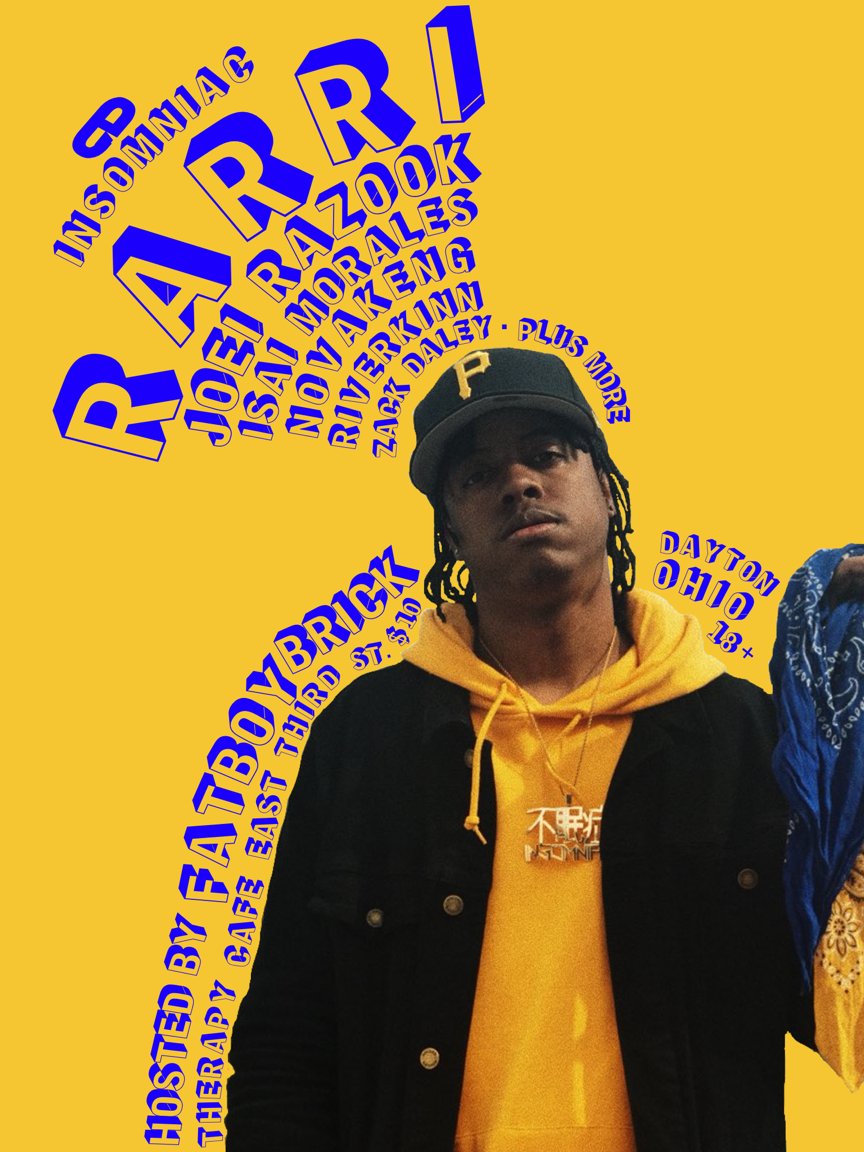 cdaley5's tweet photo. This Next Show! 

Jan 5th @ Therapy Cafe

Proud To Announce

@INSOMNIACRARRI 

Along With

@isaixmorales 
@JoeiRazook 
@riverkinn 
@zackdaley5 
@Novakeng 
@Zander2Wavy 
@_DirtyDale 
@WeirdOddDumb 

Show Hosted by @FatBoyBrick 

Doors @ 9pm 18+ $10

We Going Up 🔥🚀🔥🚀🔥🚀 https://t.co/A2QdO0CGDw