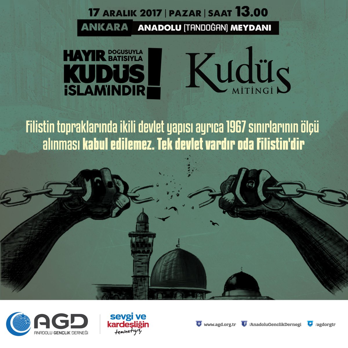 #ShoutOutForQuds
Filistin topraklarında ikili devlet yapısı ayrıca 1967 sınırlarının ölçü alınması kabul edilemez. Tek devlet vardır oda Filistin'dir.