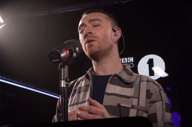 billboard's tweet photo. Sam Smith singing "Have Yourself a Merry Little Christmas" on BBC Live Lounge brings ALL the holiday vibes https://t.co/YTD2ol5s7b https://t.co/zDmj2Lp1sz