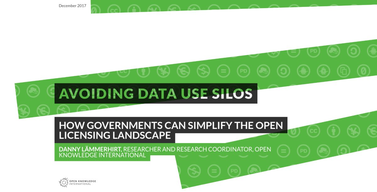 OKFN's tweet image. We need to simplify the #openlicence landscape! Read in our latest report how governments can help and avoid creating data use silos. By @DanLammerhirt: bit.ly/2AYWT3m 

#opendata #openlicensing #licence #research #licensing