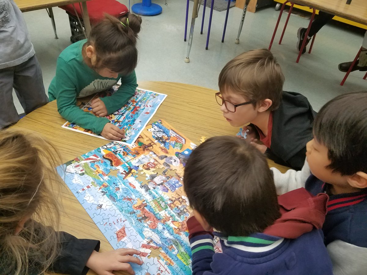nstock36's tweet photo. First graders model teamwork and perseverance while completing a 300 piece puzzle! #firstgradesuperstars #lupinhill #lvusd #hardworkpaysoff https://t.co/ByKabxfCHA