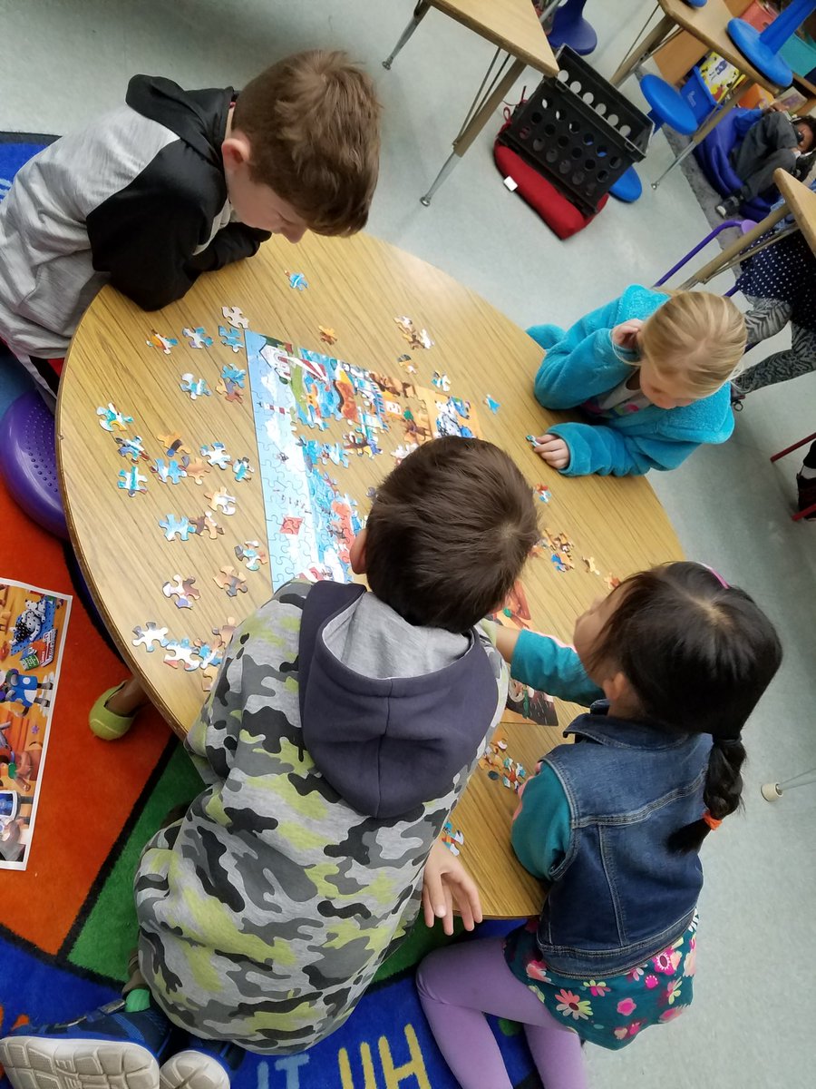nstock36's tweet photo. First graders model teamwork and perseverance while completing a 300 piece puzzle! #firstgradesuperstars #lupinhill #lvusd #hardworkpaysoff https://t.co/ByKabxfCHA