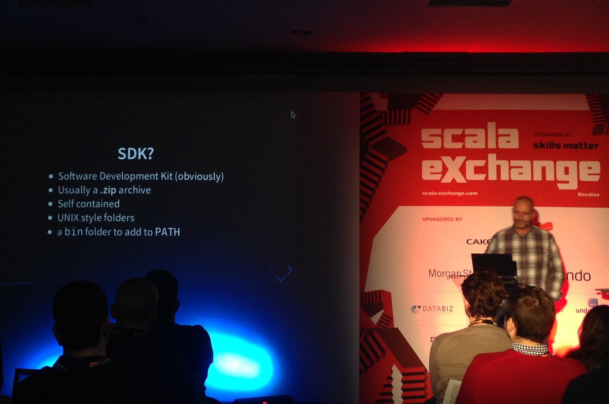 HannaLTCrombie's tweet image. The one and only SDK-Man of #SDKMAN, @marc0der is on it with his speed-demo of installing a Scala Toolchain. #ScalaX