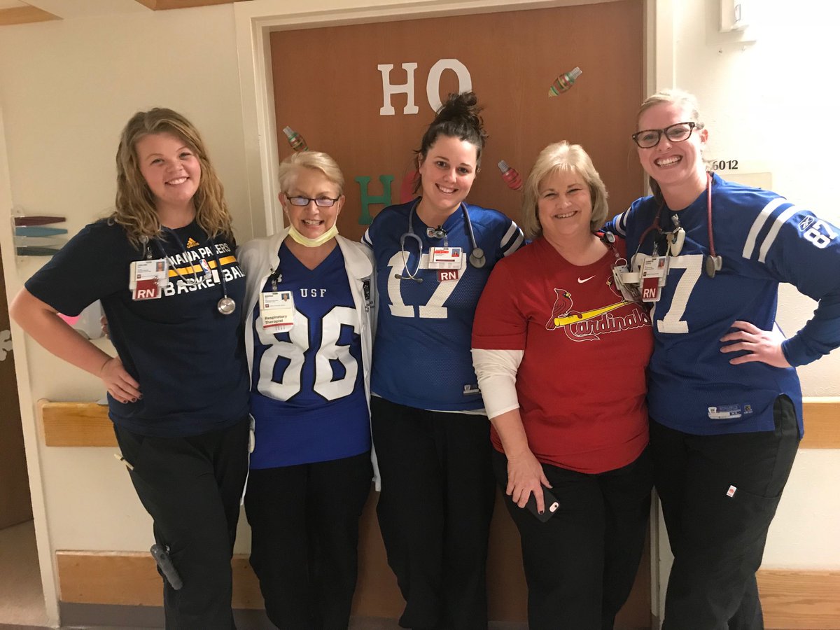 lori_garrard's tweet photo. Supporting our favorite teams for holiday spirit week here on 6N!  @IUHealthTeam https://t.co/ccQdxSkieu