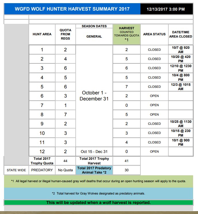 protectthewolve's tweet image. Wyoming killing 41 possible Park Wolves 71 altogether to Date - #OpposeWelfareRanchingNotWolves #SacredResourceProtectionZone - 
POSSIBLE YELLOWSTONE WOLVES ARE DYING
At an Alarming Rate!!!!
AS OF 12/13/2017 at 3pm

Please Consider ... - protectthewolves.com/wyoming-killin… -