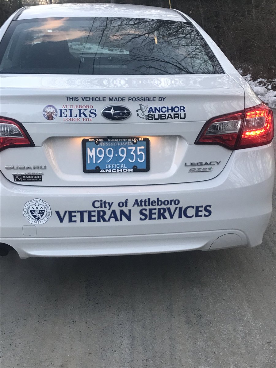 This Saturday, 12/16, the Attleboro Lodge of Elks will be presenting the keys to a 2017 Subaru Legacy to the City of Attleboro for use by Veterans Services.  The presentation will take place at 12:30pm in City Hall