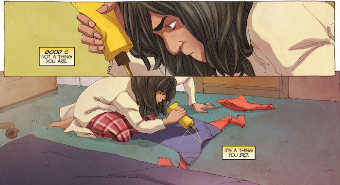 BookRiot's tweet image. “GOOD IS NOT A THING YOU ARE. IT’S A THING YOU DO.”  Superhero quotes to inspire us in 2018: bit.ly/2BnWzhg