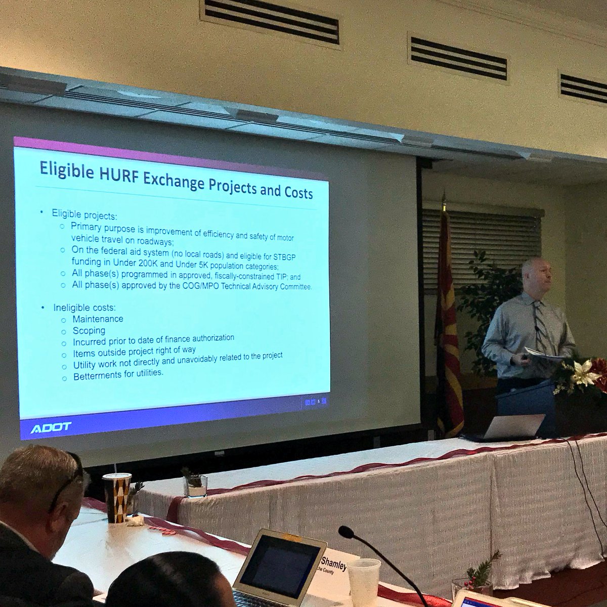 csaofaz's tweet photo. Informative presentation to the CSA Board of Directors on the Highway User Revenue Fund #HURF Exchange program resources from @ArizonaDOT Federal Aid Administrator Patrick Stone. Thank you! https://t.co/fVJN39JF5w
