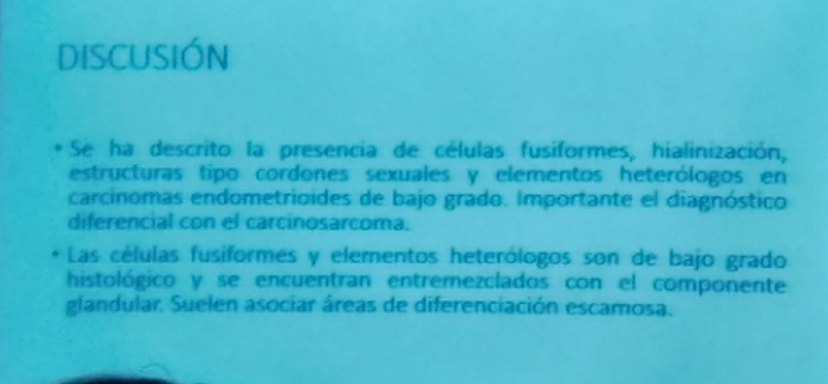DraEosina's tweet photo. Dr. David Roldán @Broltimer Carcinoma de endometrio de bajo grado con áreas fusiformes. No aportan mal px. Dx dif con carcinosarcoma. Reunión territorial Madrid @SEAP_IAP #GynPath #Paz_Path https://t.co/wHRu7rImbz