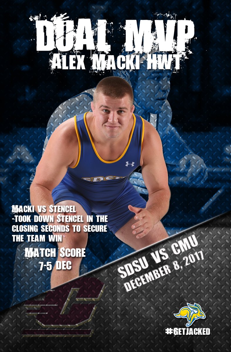 GoJacksWrestle's tweet photo. Congrats to Alex Macki for being selected our #DualMVP vs @CMUWrestling!
Aided by a boisterous crowd of 1,738, Macki took down a tiring Stencel in the closing seconds for a 7-5 victory.
#GetJacked #11thMan https://t.co/Hy4mTEbyqZ
