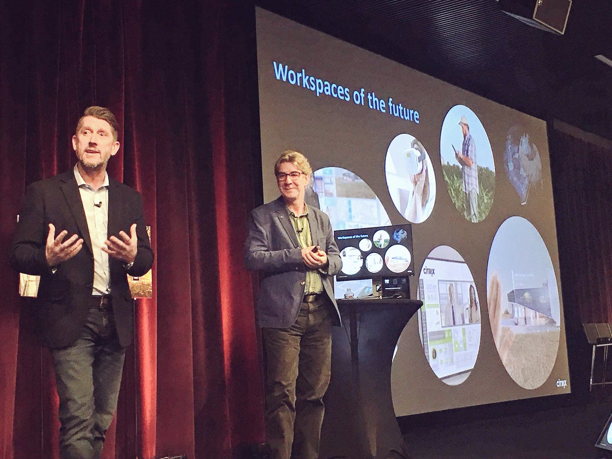Awesome technology keynote with <a href="/reillyusa/">Christian Reilly</a> and <a href="/pjhough/">PJ Hough</a> during the <a href="/Citrix/">Citrix</a> Industry Analysts Meeting in Santa Clara #CitrixIA. Workspaces of the future!