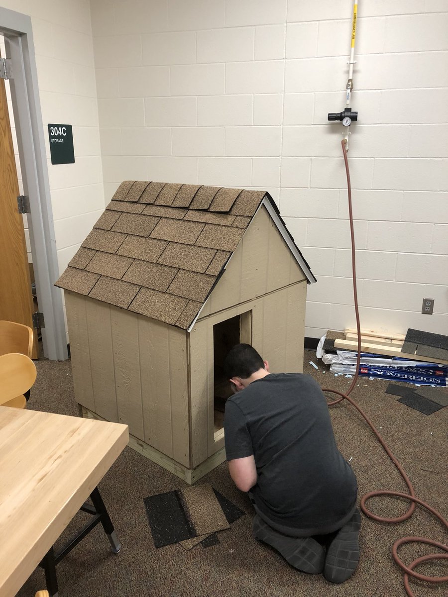 MW_Friedrichsen's tweet photo. Consumer Maintenance class construction unit about to finish our class project, “In the Doghouse” https://t.co/7E1BysquX1