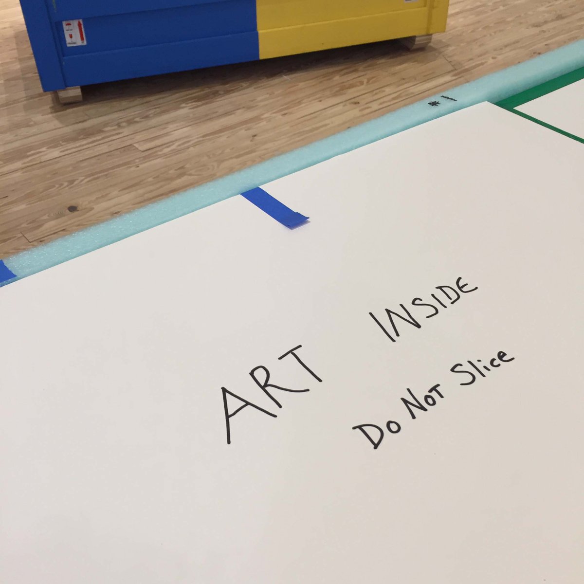 camhouston's tweet photo. Christopher Knowles: In a Word opens this Friday, December 15, 6:30–9PM. 🛑Remember, do not slice the artwork 😉 #atCAMH #ChristopherKnowles https://t.co/yTehpCT3Cn