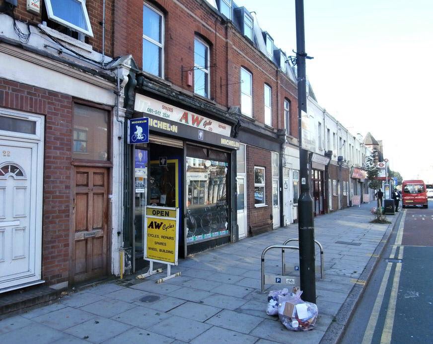summerstown182's tweet photo. On 14th Dec 1963 with a #Beatles teenage rampage on the pavement outside their shop in Merton High Street #AWCycles had no option but to pull down the shutters #Beatlemania #WimbledonPalais #TootingSleepover https://t.co/ZlwQ3VxR5P