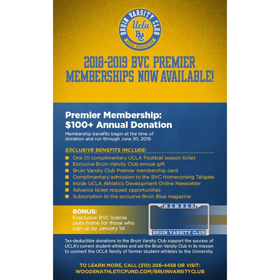 UCLAVarsityClub's tweet photo. @UCLAAthletics Letterwinners: Don’t miss out on this exclusive gift & additional benefits by signing up as a #PremierMember today! #8CLAP
Visit: https://t.co/IIEmpNnngV https://t.co/OkGUQQ02pW
