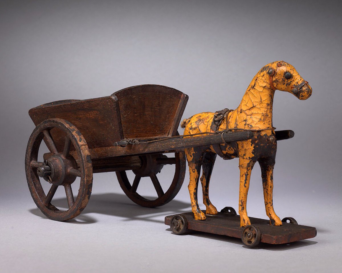 RYAntiques's tweet photo. A survivor from Christmas, long long ago #antique #toy #horse #cart #antiquefolkart #BADAselects https://t.co/jhyHsCR1p4