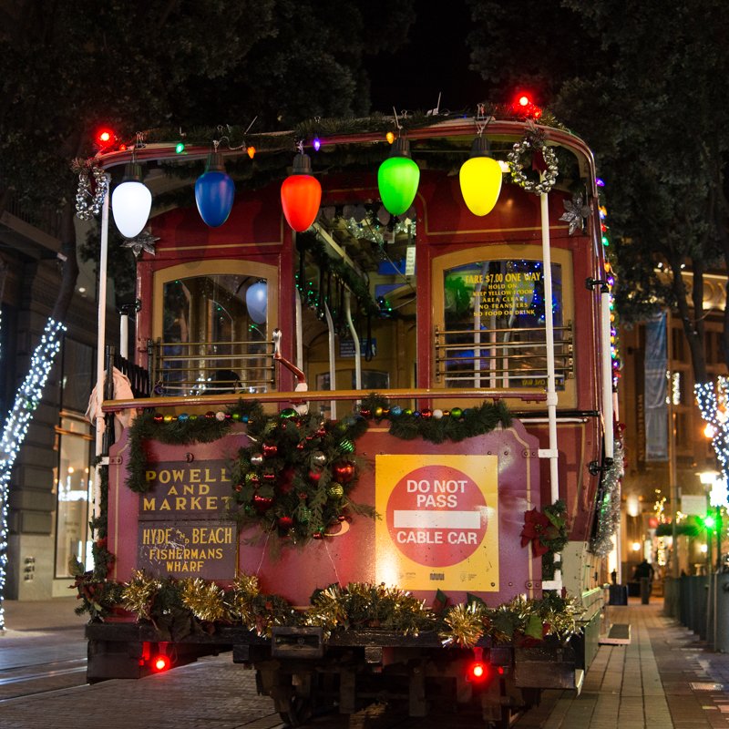Have some #holiday fun on a #decorated #SFMuni #cablecar this winter! Check out today's blog sfmta.com/blog for a #TBT look at decorated cars past and present.