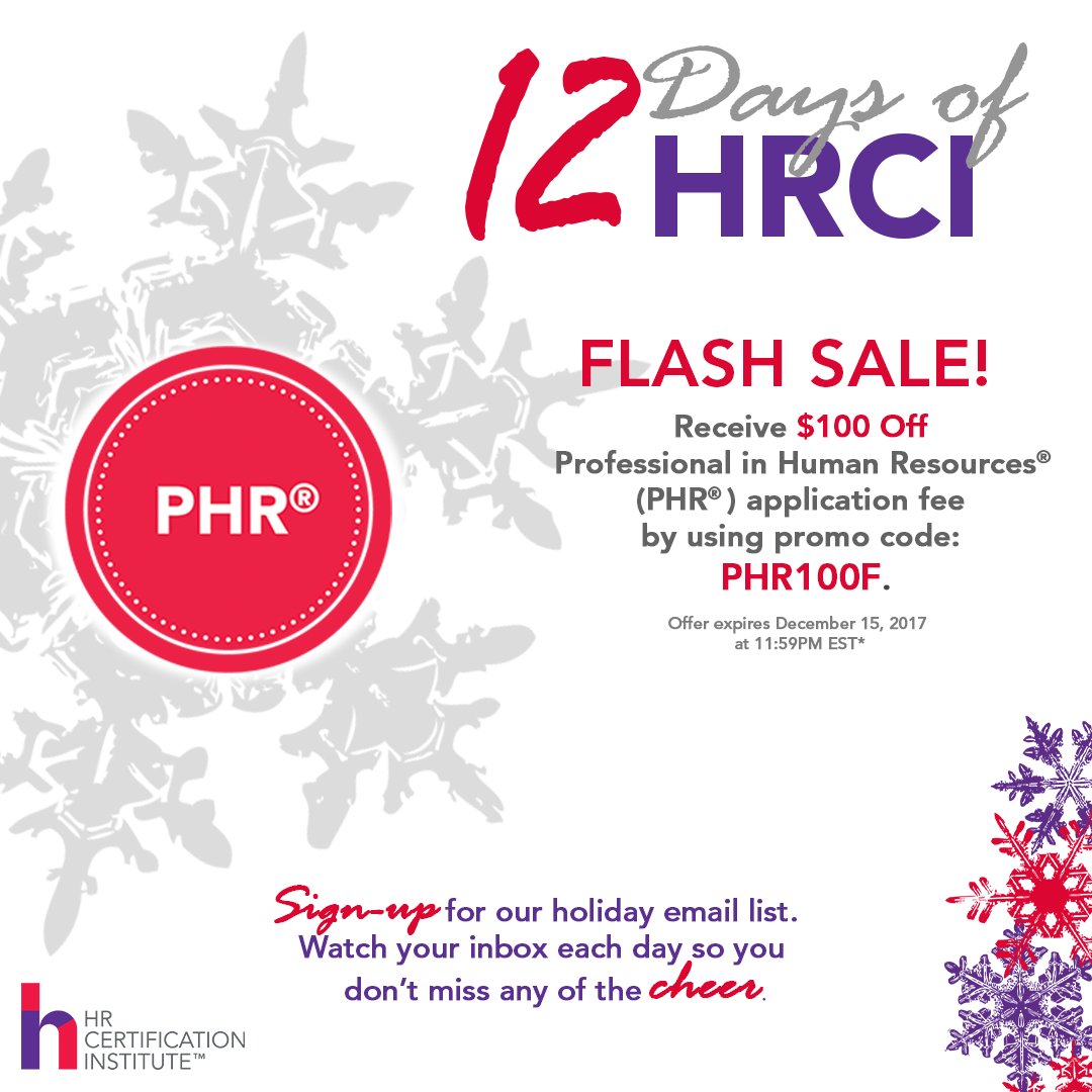 HRCI_Official's tweet photo. Save $100 off your PHR exam application when you apply today! https://t.co/pOahBz0gNp #12DaysofHRCI https://t.co/DP6c4NWaK6