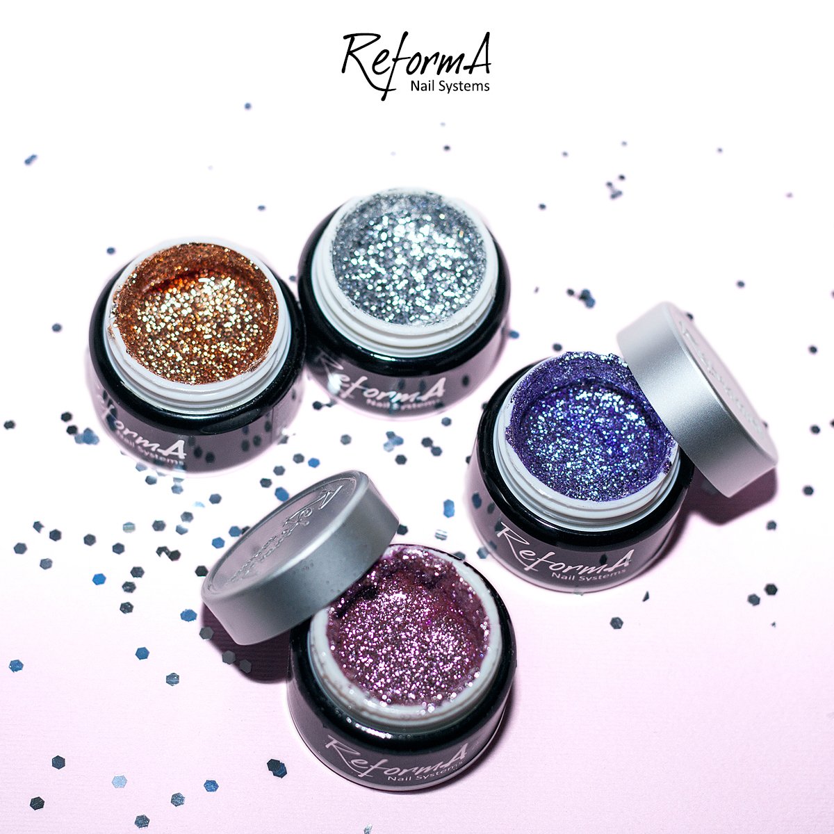 reformnails's tweet photo. Four ReformA glitter colours to change your client's daily routine to holidays!
β¨ Lustrous Violet
β¨ Lambert Pink
β¨ Silver Sheen
β¨ Vivid Gold
.
#reformnails #reformanails #reformagelpolish #romanticcolors #nailsupplies #beautysupplies #nailpolish #gelpolish #nudepolish https://t.co/ktvBWWZQGv