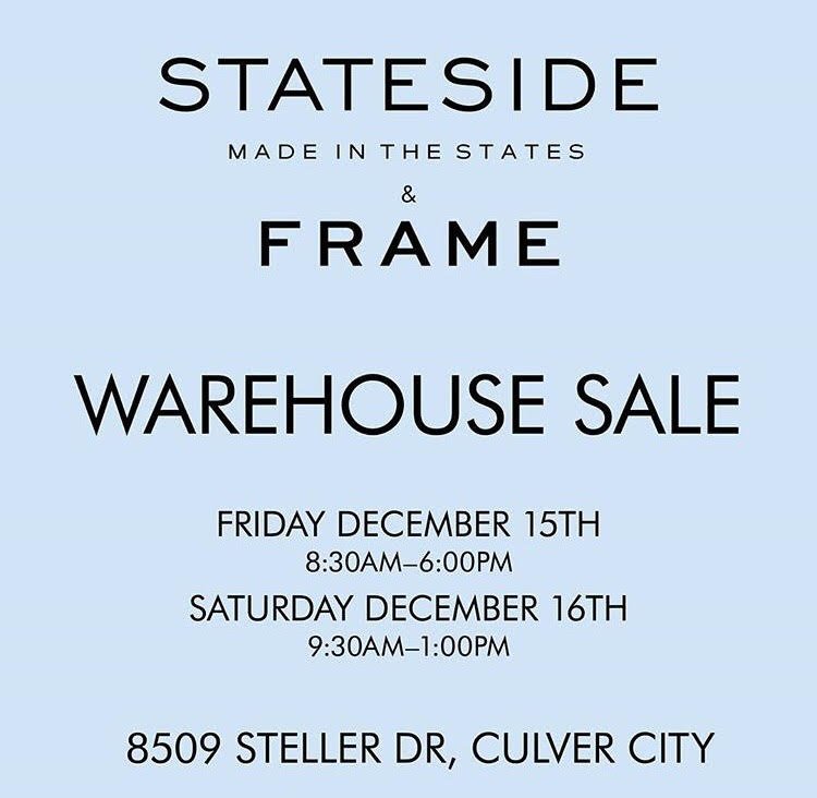 StatesideDTLA's tweet photo. .@StatesideDTLA x @Frame_Denim Warehouse Sale. This weekend. Up to 80% OFF. LOCATED: 8509 Steller Drive, Culver City, CA 90232
Friday December 15th 8:30am–6:00pm
Saturday December 16th 9:30am–1:00pm
#samplesale #warehousesale #sale #madeinthestates #madeinLA #stateside #frame https://t.co/U3WVwE37Nw