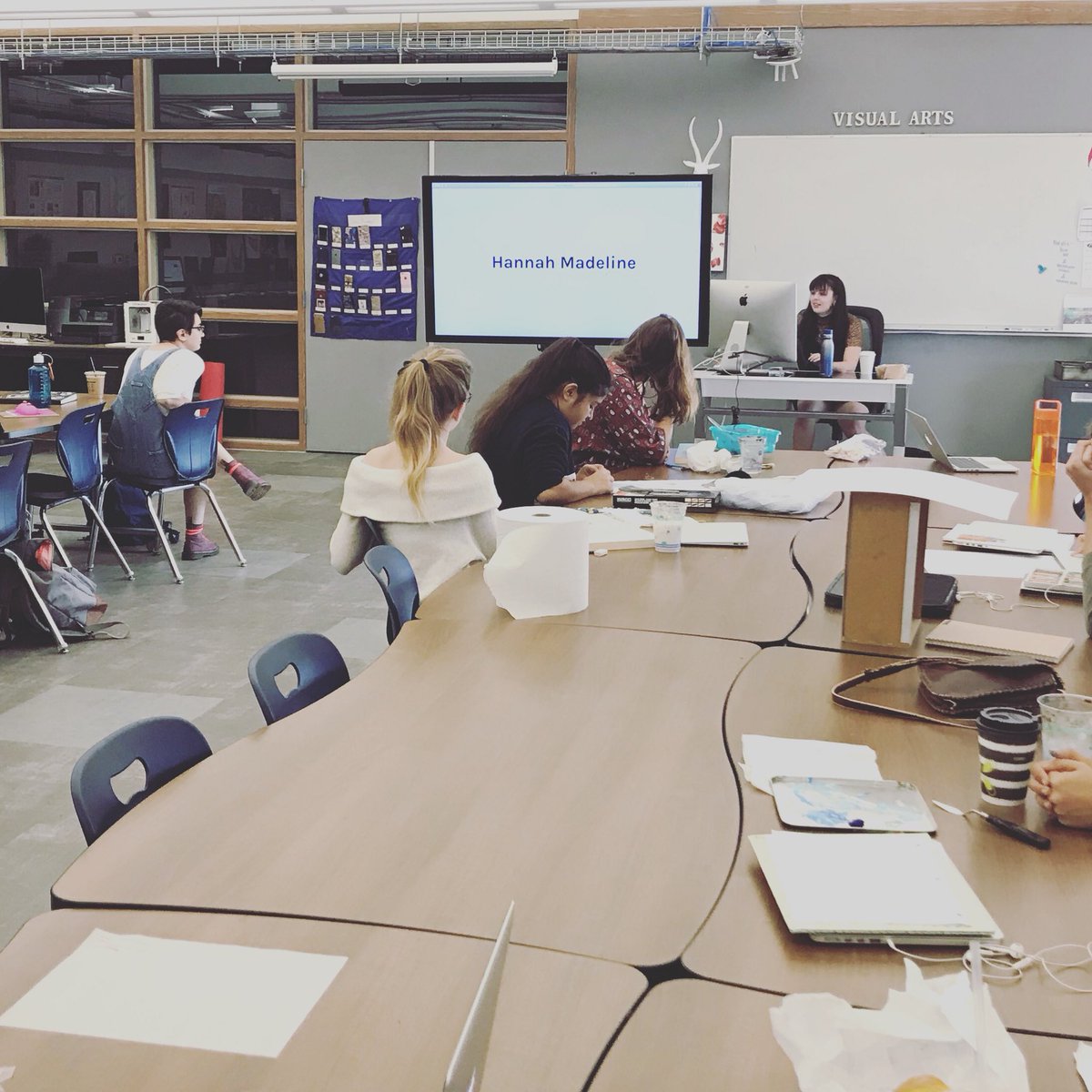 BporterLBHS's tweet photo. Thanks Abby and Hannah #lbhsgraduates for speaking about the their art major experience #uclaarts #ucberkeleyartpractice https://t.co/9sWPlly2i8