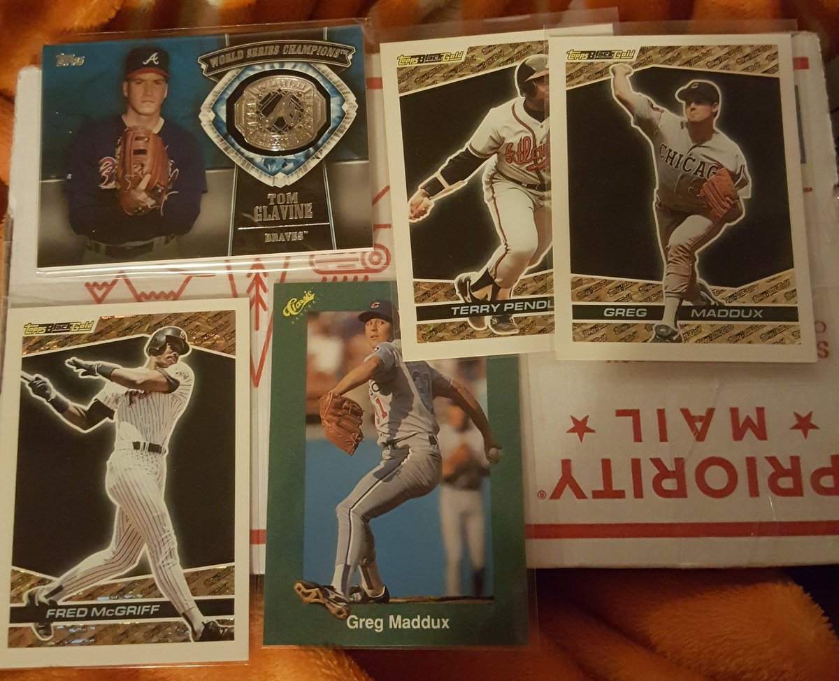 MRiversCards's tweet photo. Craziness mailday from #dajerk @SScards16 My first Smoltz auto and first Norris 17 Auto. Topps Black Gold were my favorite pulls as a kid. Bet he didnt even know that. #KablooeyBooyah https://t.co/HHEZiQvgCh