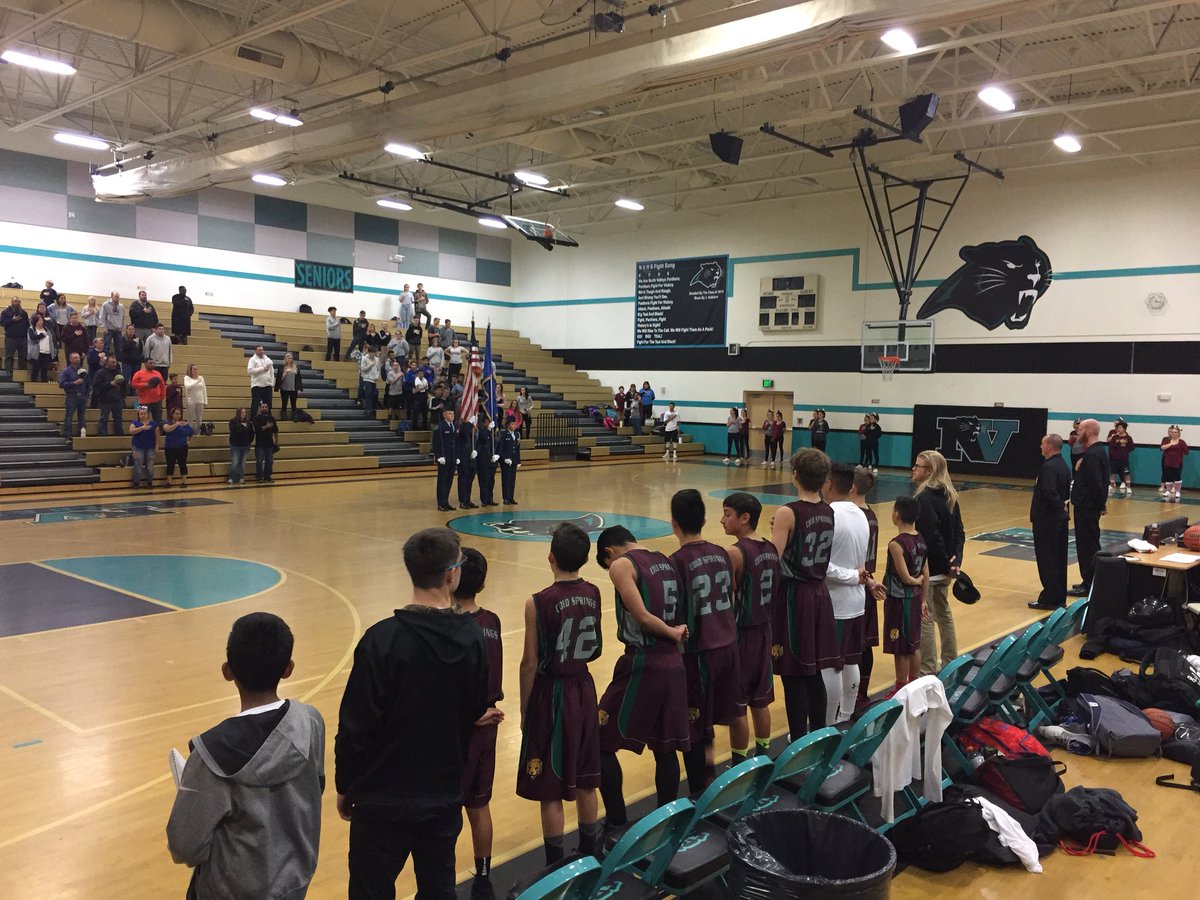 Jason_Mattick's tweet photo. Panther Challenge!! Cold Springs vs. O’Brien hosted at North Valleys HS. Both schools well represented by alumni at NVHS cheering on their future Panthers. Thanks to NVHS admin for making this happen for the 7th year. #theValleys #greattradition 🏀 #wearewcsd https://t.co/jJCiaaPcuN