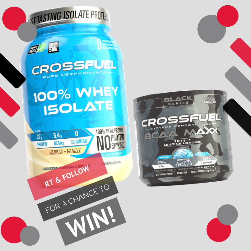 GNCCanada's tweet photo. RT &amp; FOLLOW @gnccanada Bonus: MUST TAG @CrossfuelPure &amp; 5 friends in RT for a chance to #win 1 of 3 #giveaway stacks, each includes: (100% Whey Isolate and BCAA Maxx) 😀🙌🏽
 
#gnccanada #crossfuel #crossfuelpureperformance https://t.co/ZaKAV9df1r